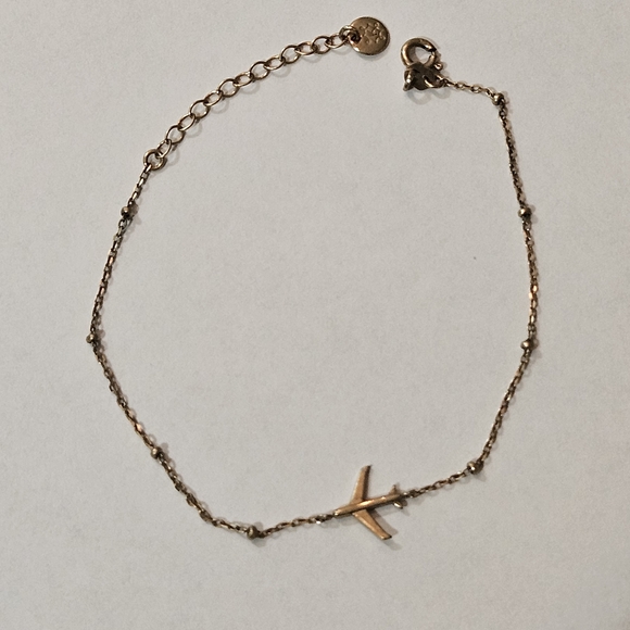 Jewelry - Vintage 80s Gold Plane Bracelet Travel Minimalist Casual Vacation Feminine
